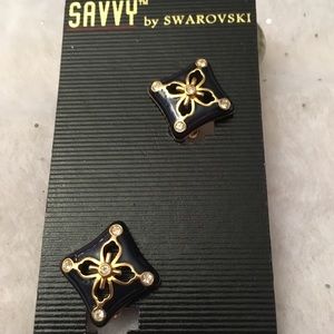 Savvy by Swarovski gold-tone clip earrings